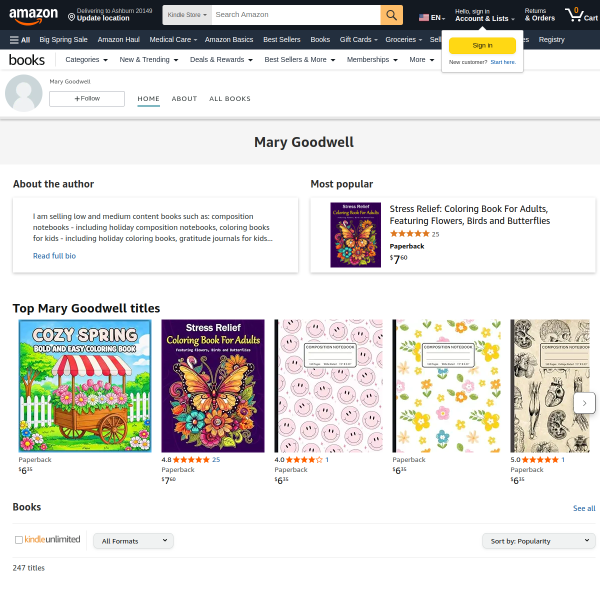 Mary Goodwell Low & Medium Content Books