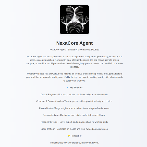 NexaCore Agent – Your AI Partner for Business Growth & Creativity