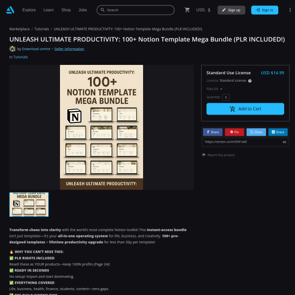 100+ Notion Template Mega Bundle (PLR INCLUDED!)