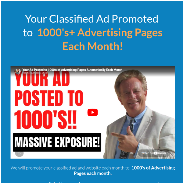 Submit Your Classified Ad To 1000's Advertising Sites Now!