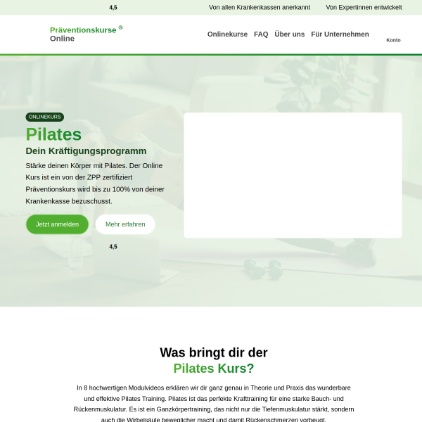 Pilates prevention course as an online course | Downloads