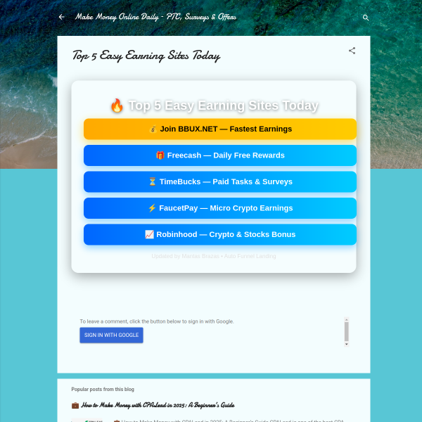 Top 5 Easy Earning Sites Today