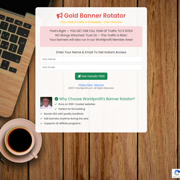 GOLD Banner Rotator - Traffic To 5 Sites For ONE Full Year