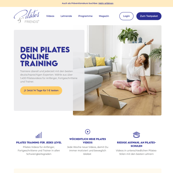 Jetzt 14 Tage Pilates erleben – für nur 1 €