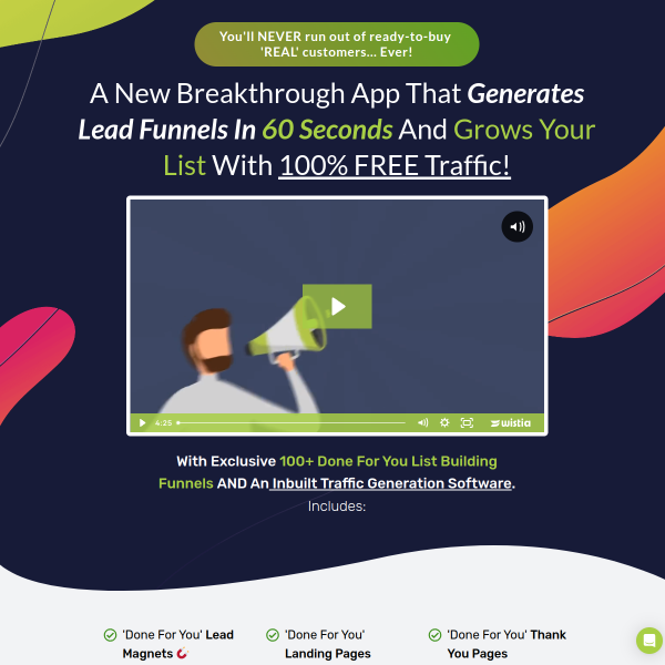 Generate Lead Funnels In 60 Seconds And Grow Your List With 100% FREE Traffic!