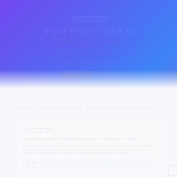 365 days of UNLIMITED Traffic (OVER 200,000 visitors) to any URL. NO LIMITS!