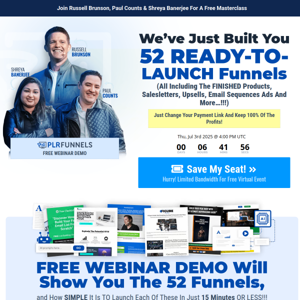 We’ve Just Built You 52 READY-TO- LAUNCH Funnels