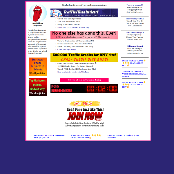 Build up a Unique, Viral Stream of Traffic for your website while you earn- for Free! Get Details He
