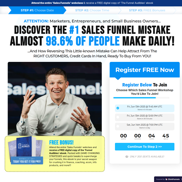 DISCOVER THE #1 SALES FUNNEL MISTAKE ALMOST 98.6% OF PEOPLE MAKE DAILY!