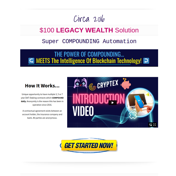 $100 LEGACY WEALTH Solution...A Real Game Changer!