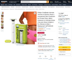 Philips OneBlade Intimate Trimmer & Electric Razor | Unmatched Skin Protection for Private Parts, Bi