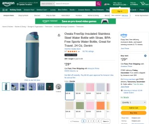 Owala FreeSip Insulated Stainless Steel Water Bottle with Straw, BPA-Free Sports Water Bottle, Great