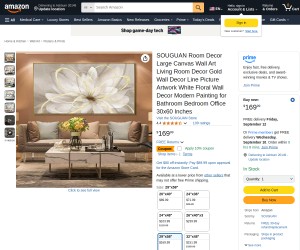 SOUGUAN Room Decor Large Canvas Wall Art Living Room Decor Gold Wall Decor Line Picture Artwork Whit