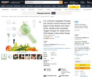 5 in 1 Electric Vegetable Chopper Set, Electric Food Processor with Egg & Cream Beater and Clean Bru
