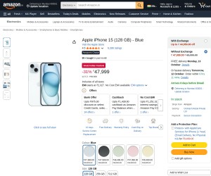 Apple iPhone 15 (128 GB) - Blue