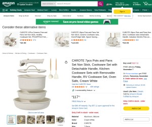 CAROTE 7pcs Pots and Pans Set Non Stick, Cookware Set with Detachable Handle, Kitchen Cookware Sets