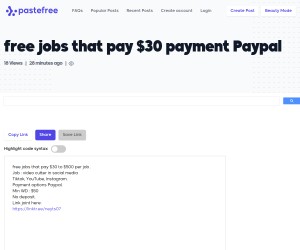 Free job and per job paid $30