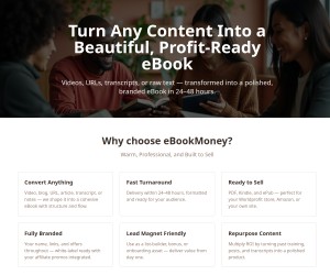 TURN EBOOKS INTO INCOME (START THIS WEEK)