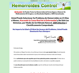 Hemorroides Control - 90% De Comisión!                                         