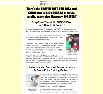 Potty Training Book Earns 75%, Great Pitch Page, Great Banners/ads!            