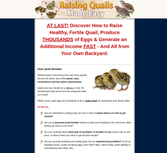 Raising Quail Made Easy - Brand New With A 7.39% Conversion Rate!              