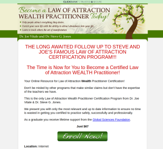 Law Of Attraction Wealth Practitioner Certification                            