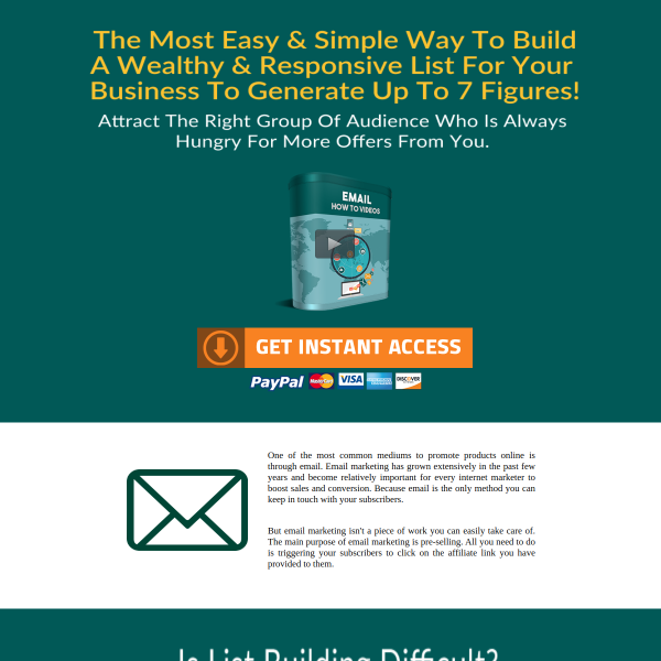Easiest and Most Profitable Way For YOU To Build A Responsive List For Any Business