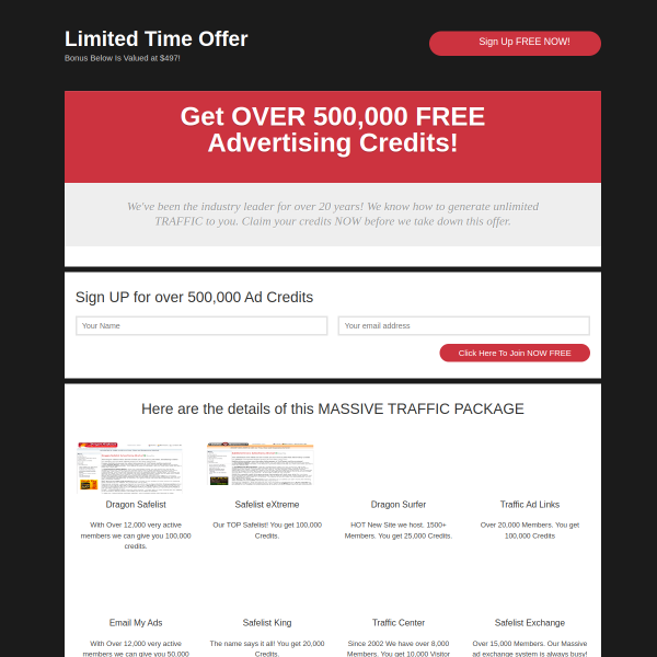[Get OVER 500,000 FREE Advertising Credits] - Limited Time No Cost Offer