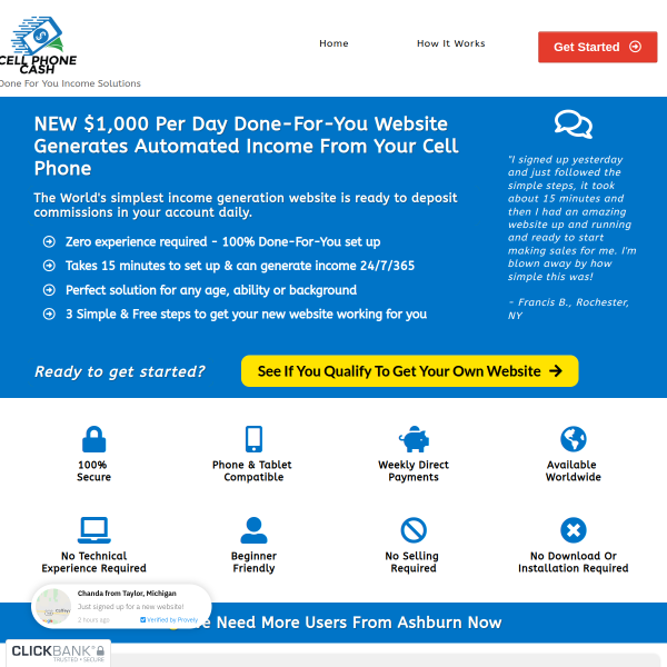 NEW $1,000 Per Day Done-For-You Website