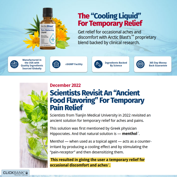 That’s Why We Created… Arctic BlastTM Cooling Pain-Relieving Liquid