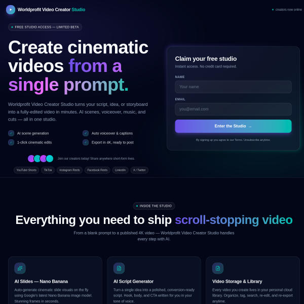 🎥 Create Cinematic Videos from ONE Prompt — Free AI Studio Access!