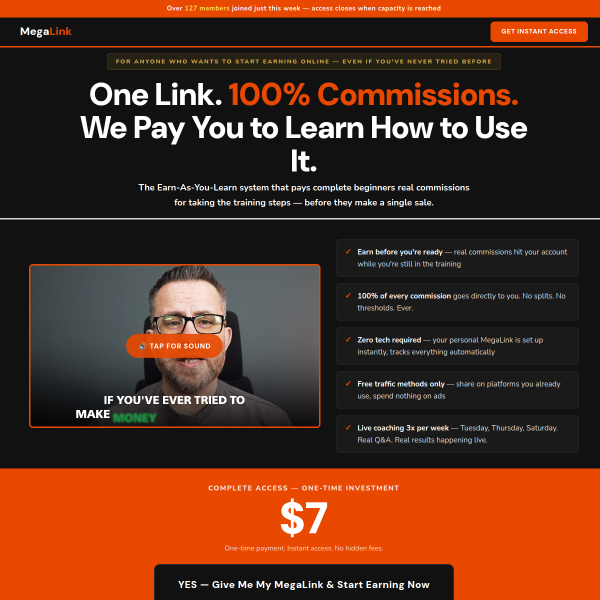One Link. 100% Commissions. We Pay You to Learn How to Use It
