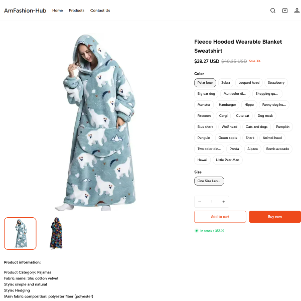 Fleece Hooded Wearable Blanket Sweatshirt