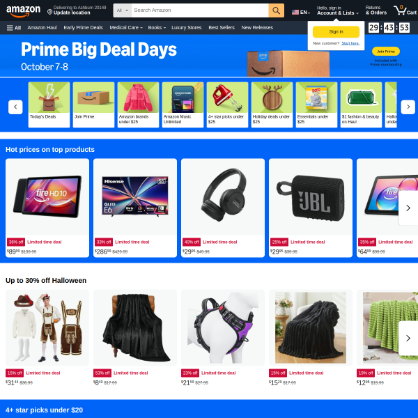 Prime Big Deal Days 2025  right now!