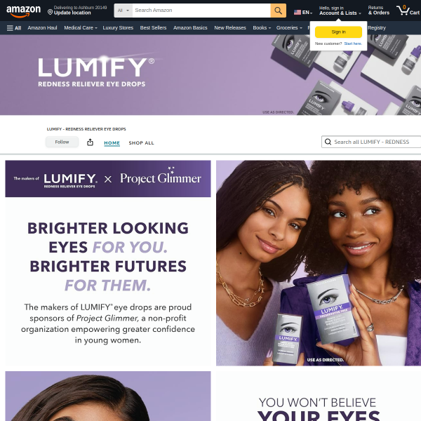 LUMIFY Redness Reliever Eye Drops, for Whiter & Brighter Looking Eyes