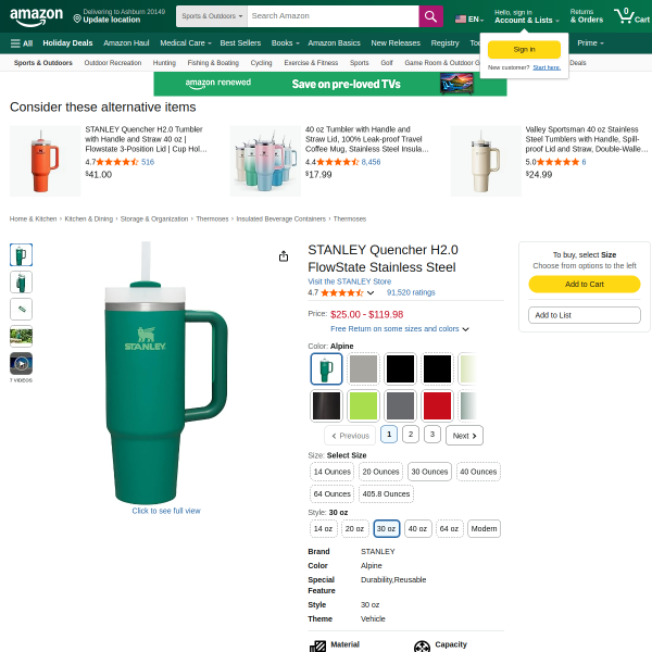 STANLEY Quencher H2.0 FlowState Stainless Steel