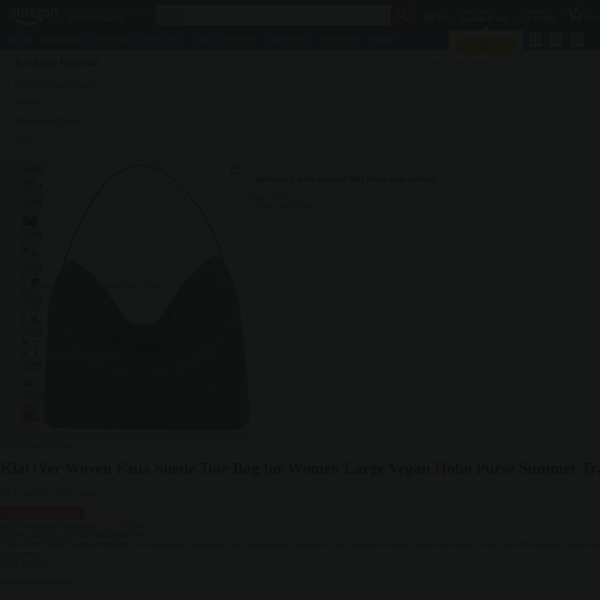 KlaOYer Woven Faux Suede Tote Bag for Women Large Vegan Hobo Purse Summer Travel Shoulder Bag Crossb