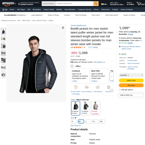 Boldfit jackets for men stylish latest puffer winter jacket for men standard length jacket man full