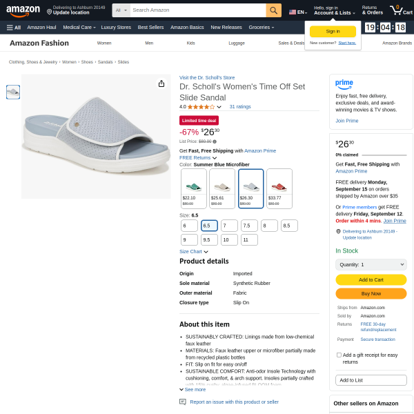 Dr. Scholl's Women's Time Off Set Slide Sandal