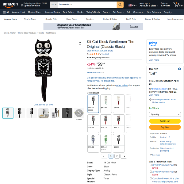 Kit Cat Klock Gentlemen The Original (Classic Black)