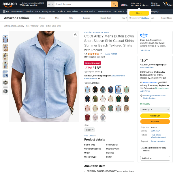 COOFANDY Mens Button Down Short Sleeve Shirt Casual Shirts Summer Beach Textured Shirts with Pocket