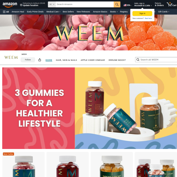 WEEM Hair Skin and Nails Gummies - Supports Healthy Hair