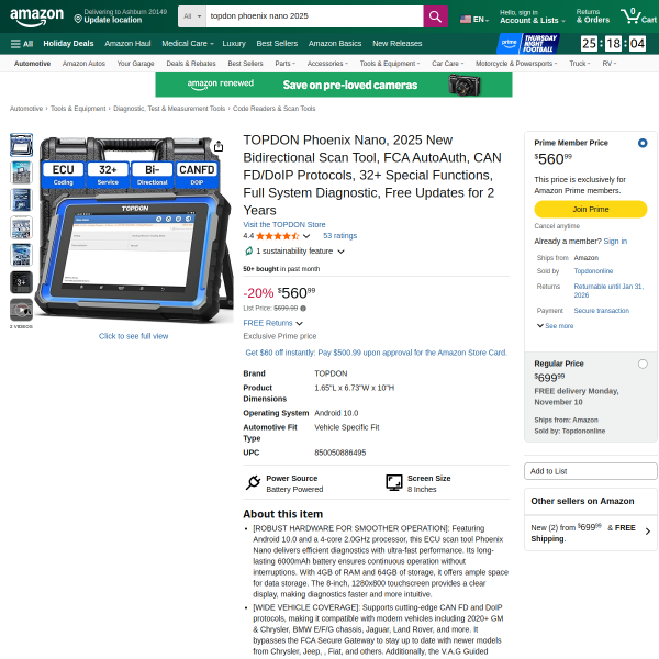 TOPDON Phoenix Nano, 2025 New Bidirectional Scan Tool,