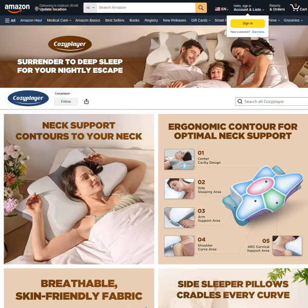 Ultra Pain Relief Cooling Pillow for Neck Support