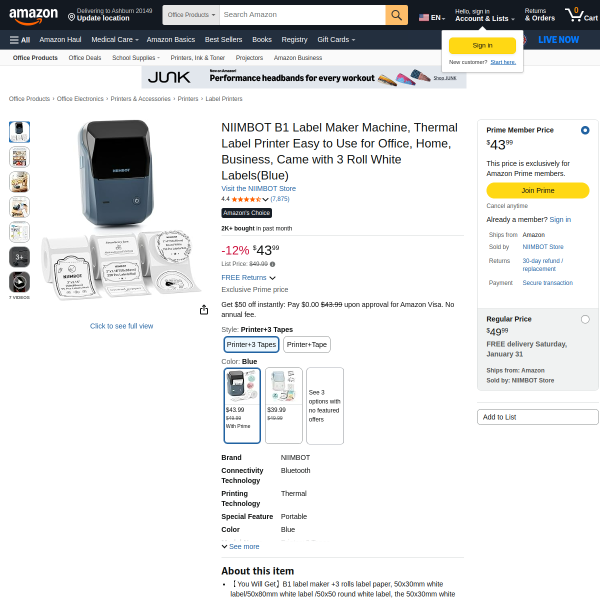 NIIMBOT B1 Label Maker Machine,