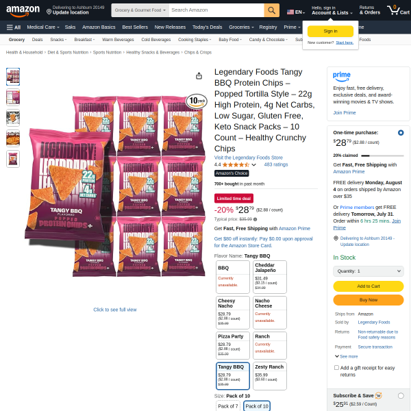 Legendary Foods Tangy BBQ Protein Chips – Popped Tortilla Style