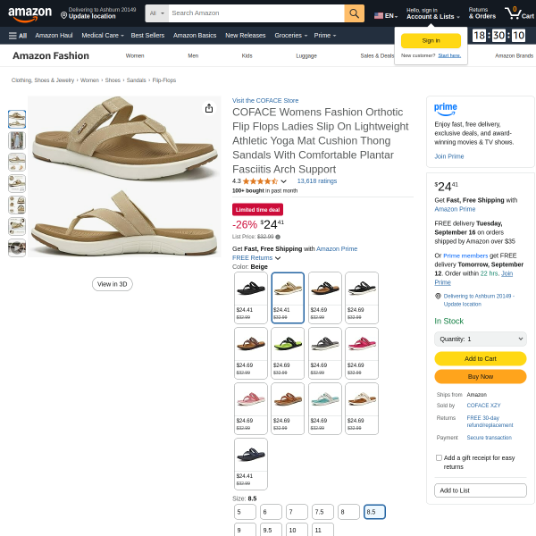 COFACE Womens Ladies Flip Flops Thong Sandals Comfortable, Arch Support, Plantar Fasciitis, Orthotic