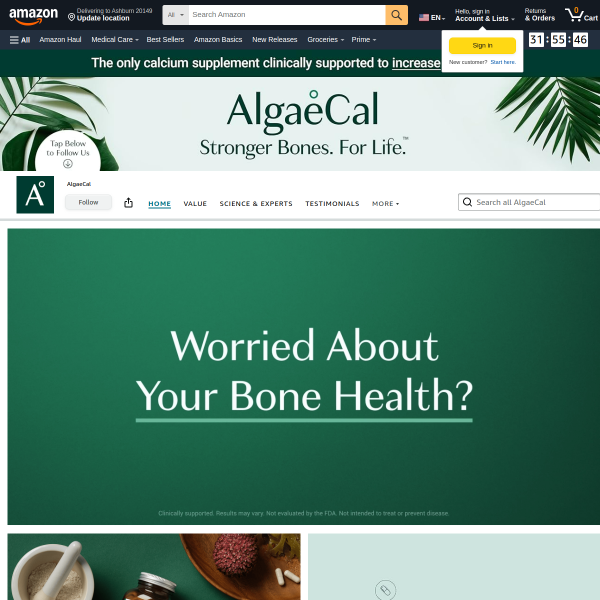 ALGAECAL Organic Red Algae Calcium Supplement for Bone Density