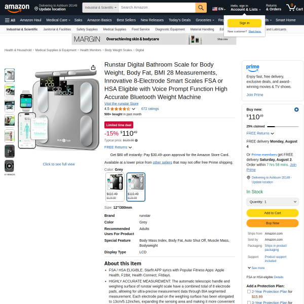 Runstar Digital Bathroom Scale for Body Weight, Body Fat