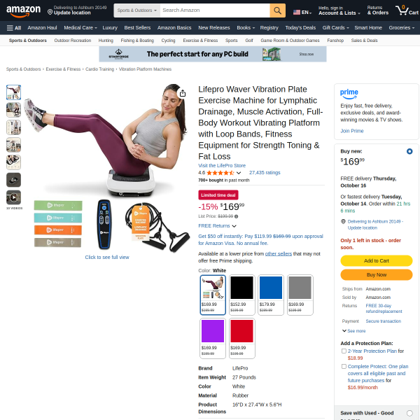 Lifepro Waver Vibration Plate Exercise Machine for Lymphatic Drainage